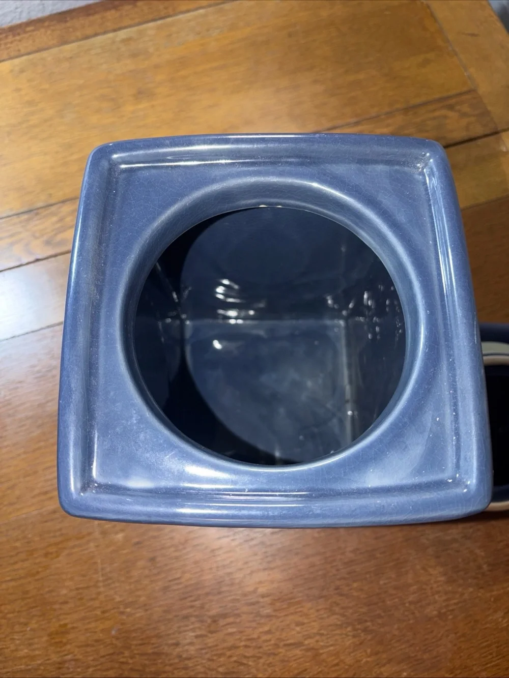 Vintage Lillian Vernon Kitchen Canister Blue Embossed Leaf Ceramic 11” - Picture 8 of 10